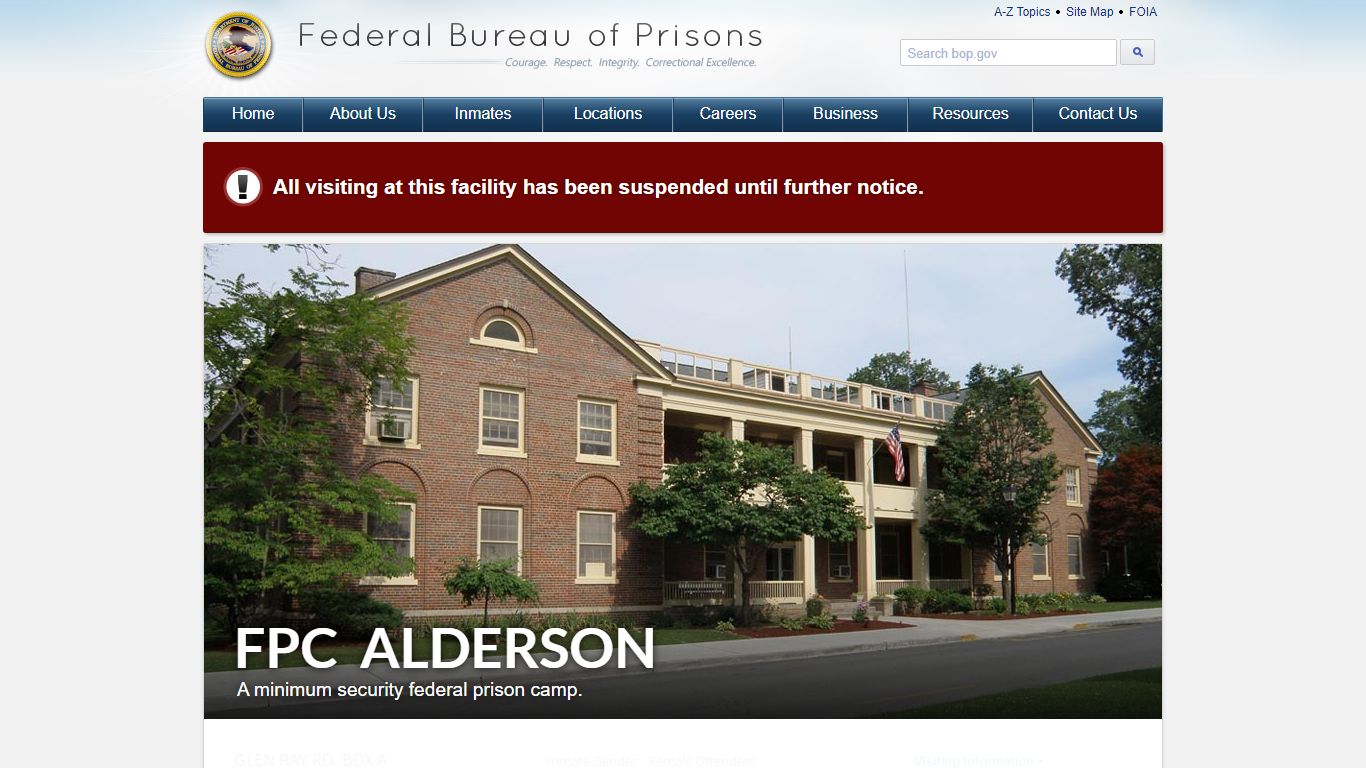 FPC Alderson - Federal Bureau of Prisons